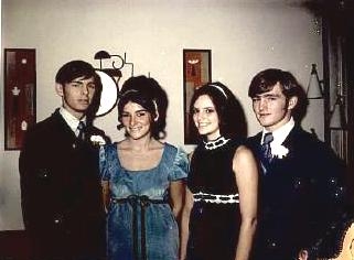 Bill Hubel, Judy Brooks, Tina Ervin and Jim Moore 1969 Homecoming!